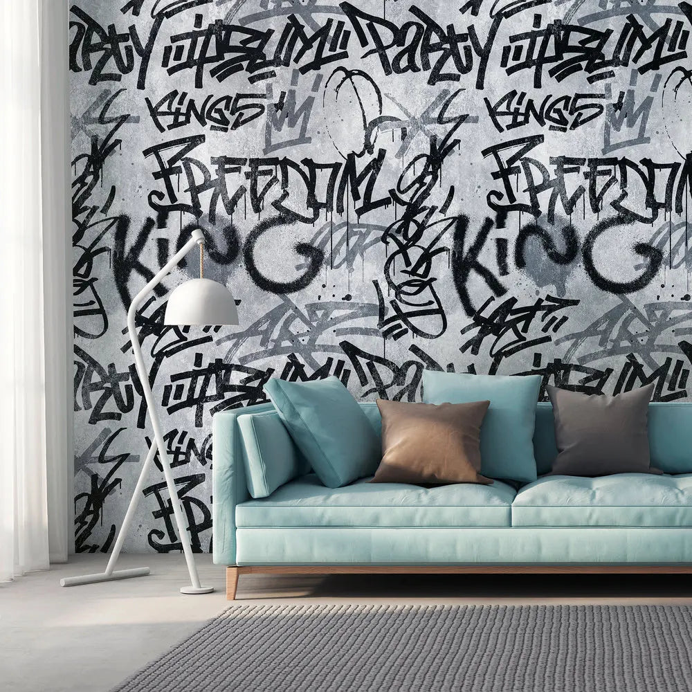 Germany Made Modern Sound-Absorbing Removable Floral Grey Black Non Woven Vinyl Wallpapers for Bedroom Hospital Dining Gym