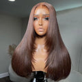 Wholesale 100% Brazilian Human Hair Wig for Women  Layer Cut Lace Wig HD Lace #4 Color Straight Style Glueless Features