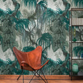 Germany Made Modern Jungle Green Petrol Grey Non Woven Vinyl Wall Mural Bedroom Dining Smoke-Proof Home Decoration Bulk