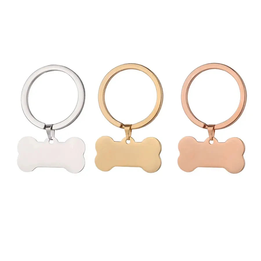 Personalized Custom Logo Dog Bone Key Chain Key Holder Tags Company Name Letter Stainless Steel Metal Keyring KeyChain With Logo