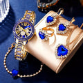 Fenyi Wholesale Fashion European and American Ins Hot Selling Colored Diamond Necklace Ring Bracelet Watch Exquisite Set Women