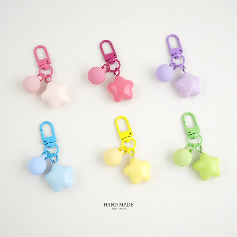 HOT Star Key Chains Kawaii Keychain for Women Yellow Star Backpack Accessories Pink Snap Keyrings for Women Key Chains