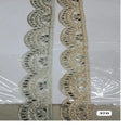 custom made in scalloping pattern with pearls attached machine embroidered laces in various designs and colours for resale.