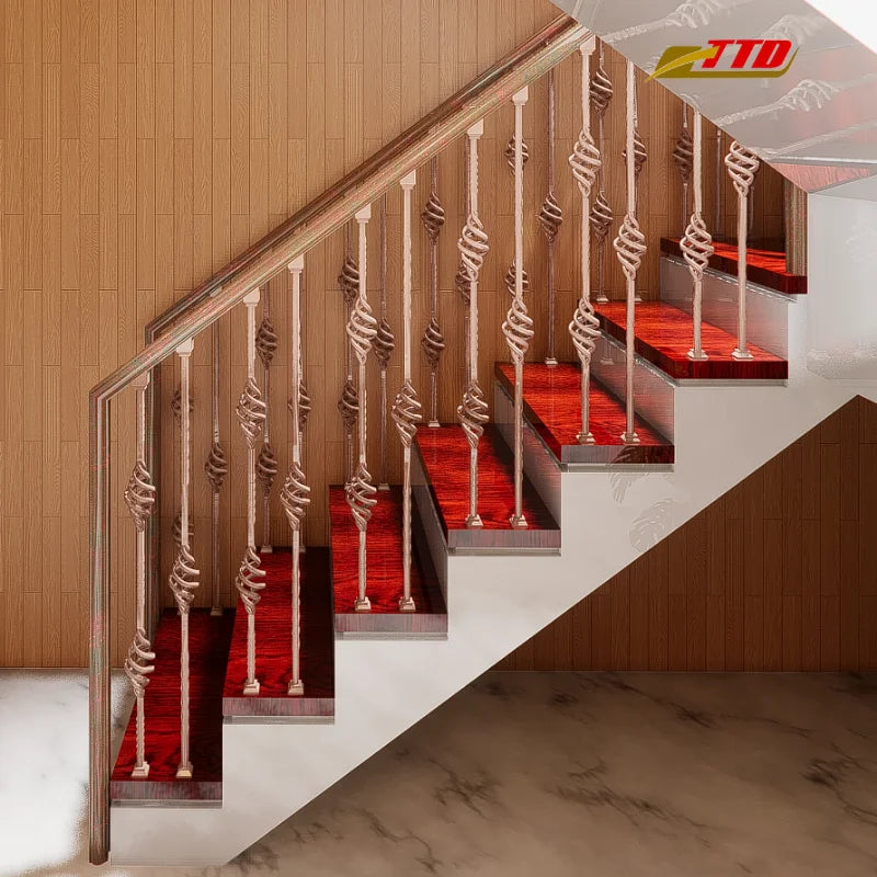 Modern Wrought Iron & Steel Stair Railing with Iron Accents for Villa Interior/Exterior Staircases-Add Sophistication