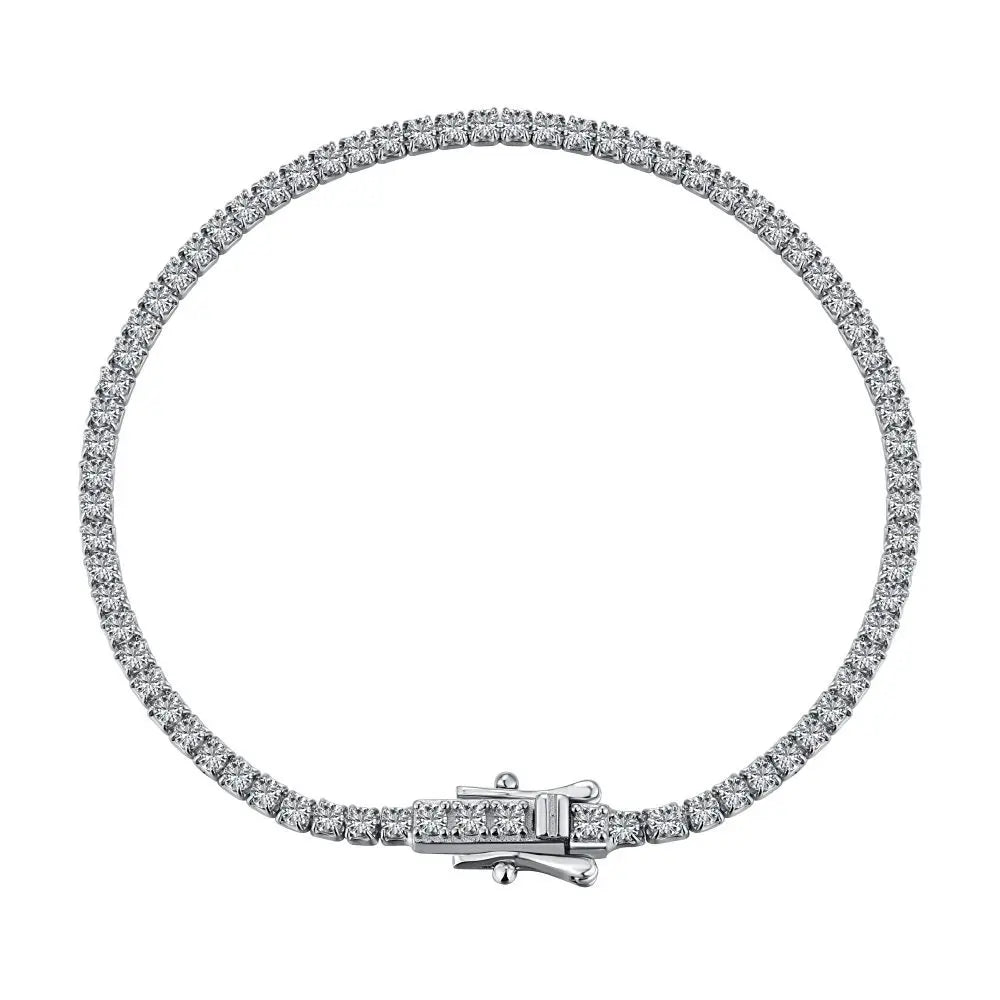 White Gold Plated Jewelry Chain Jewelry 925 Sterling Silver Charm Gold Tennis Bracelet With Cubic Zirconia