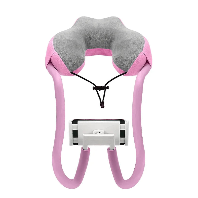 New Memory Foam Neck Pillow Mobile Phone Holder Hanging Neck Style Foldable Travel Neck Pillow