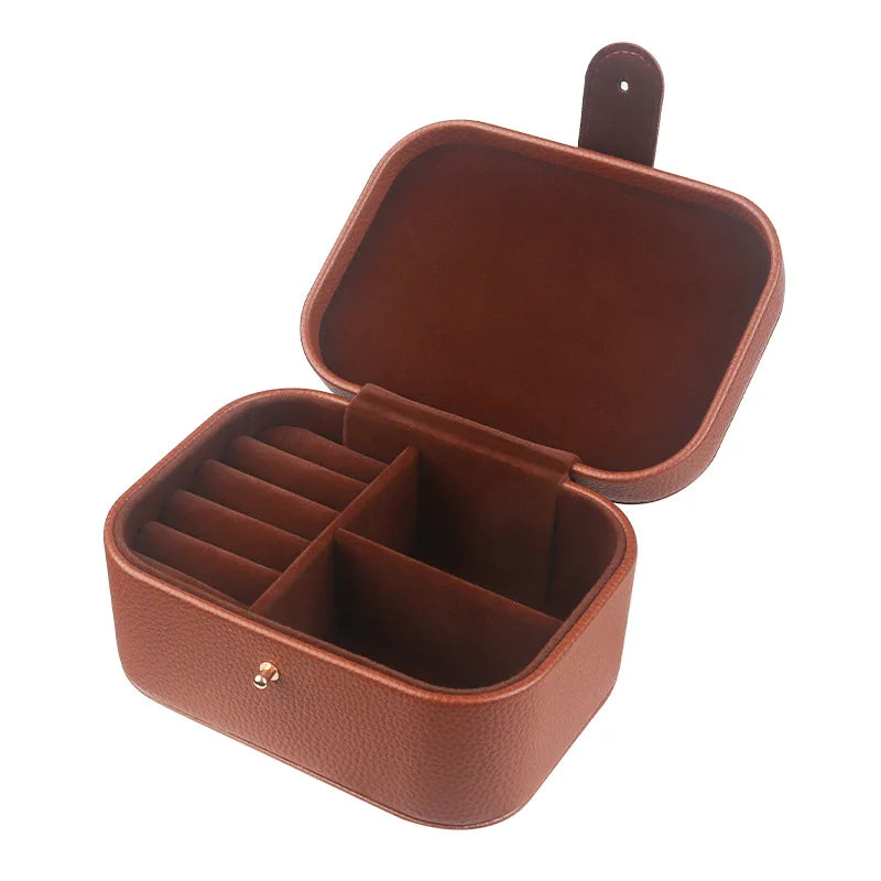 Custom Leather Craft Jewelry Box Pu Leather Travel Necklace Ring Portable Jewelry Box Jewelry Storage Box