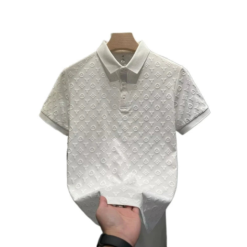 Luxury Quality Men's Retro Thin Polo Shirt Designer Clothing Blank Jacquard Pattern Short Sleeve Business Casual Polo Shirt