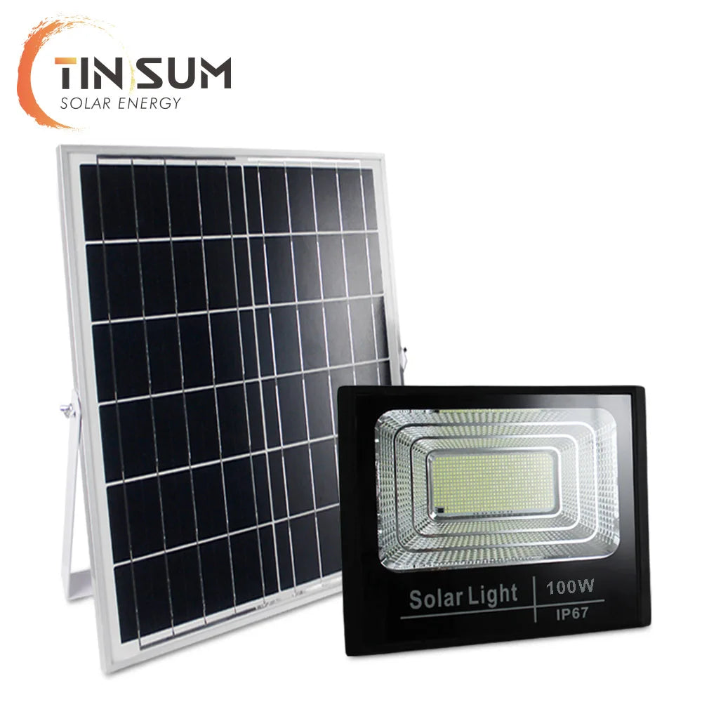 BOYI High Brightness Outside Garden Spotlights Lamp Ip65 100W  Solar Powered Flood Light