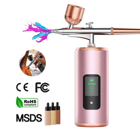 PELCAS Mini Compressor Foundation Gun Makeup Auto Handheld Airbrush Gun for Barber Nail Art Makeup