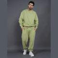 Autumn Couple's Fleece-Lined and Thickened Two-Piece Set Hooded Crewneck Sweatshirt Jacket with Long Pants Loose-Fitting
