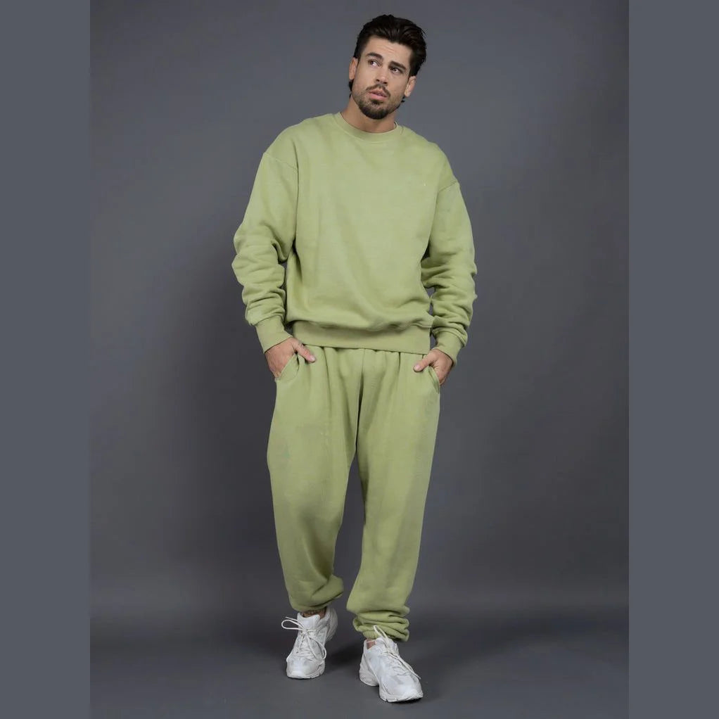 Autumn Couple's Fleece-Lined and Thickened Two-Piece Set Hooded Crewneck Sweatshirt Jacket with Long Pants Loose-Fitting