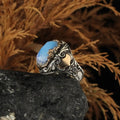 Wholesale Azuris VALKH1070 925 Sterling Silver Ottoman Men's Ring with Naturel Stone Agate Handmade in Turkey