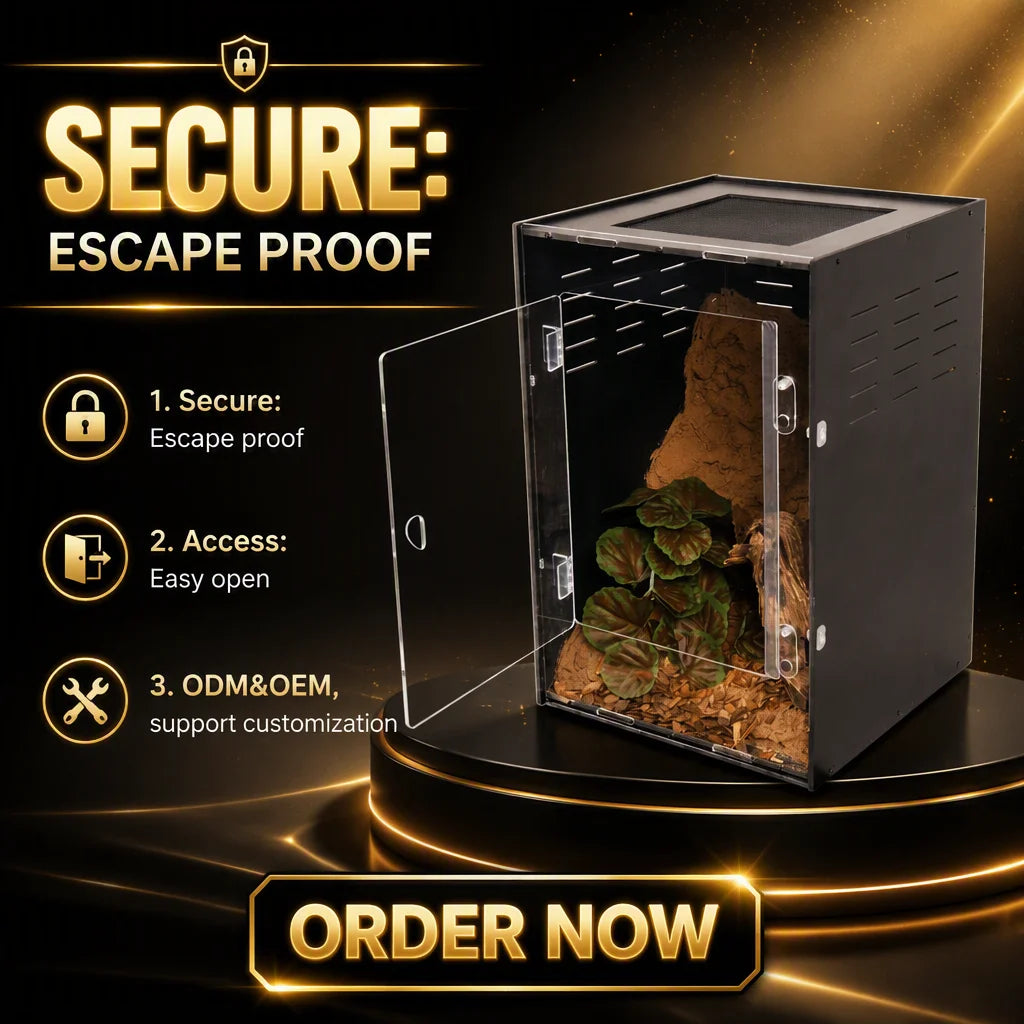 Professional Reptile Enclosure Side Ventilation Push-Up Closure Acrylic/PVC Material Houses Box Style Geckos Amphibians Breeding MegaBDM