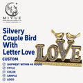 Light Luxury Silvery Sprinkled Couple Bird High-end Eco-friendly Artistic Hand-painted Resin Crafts Decoration for Desktop MegaBDM