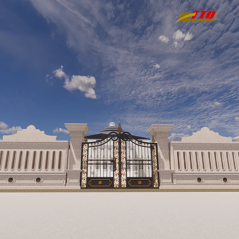 Luxurious handcrafted wrought iron gates bring security durability and sophisticated charm to modern and classic homes.