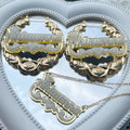 QIUHAN OEM Acrylic Stainless Steel Glitter Customized Name Necklace Earring Set