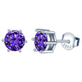 Wholesale Women's Trendy Six Prong Stone Stud Earrings Western S925 Sterling Silver for Wedding or Party Gift