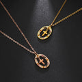 Wholesale Religious Jewelry Women Stainless Steel Oval Pendant Crystal Cross Necklace