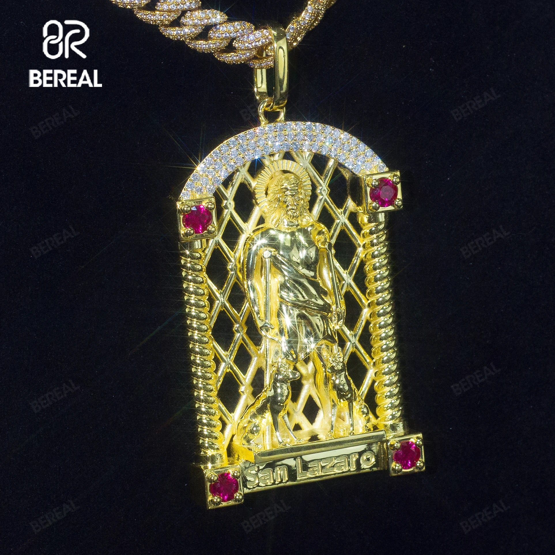 Custom Gold Plated Vvs Moissanite Jesus Pendant Iced Out Hip Hop Round Brilliant Cut Diamond 925 Silver Fine Pendant