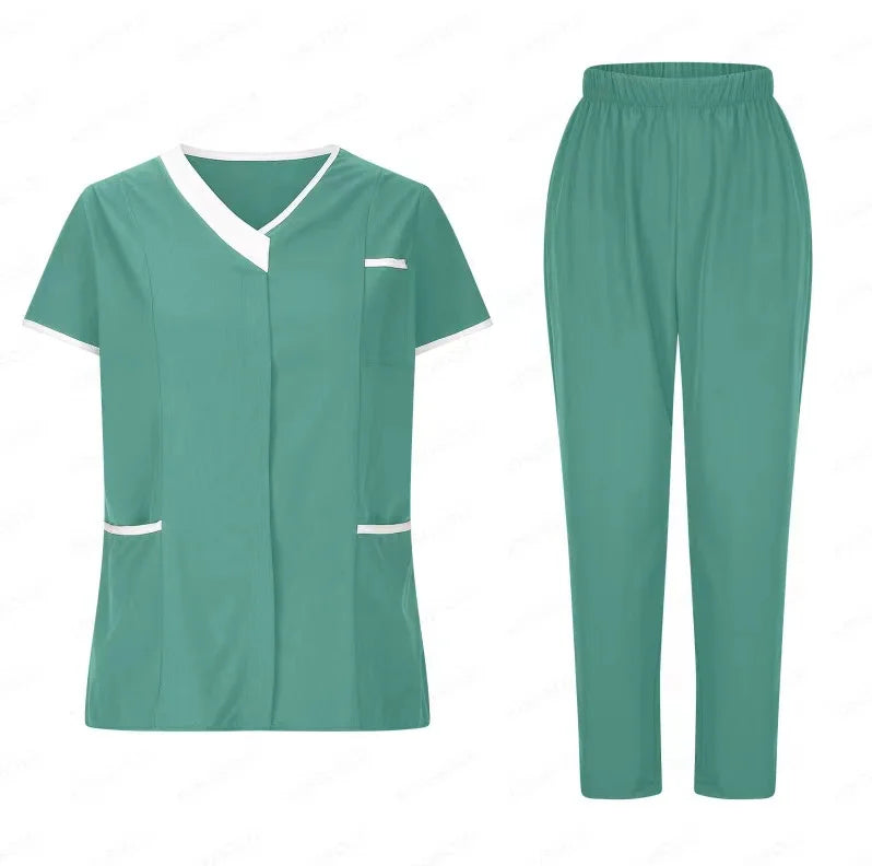 Women's Scrub Top Stretch Workwear Mock Wrap Shirt Scrubs Medical Uniforms Short Sleeve V-Neck Scrub Shirt
