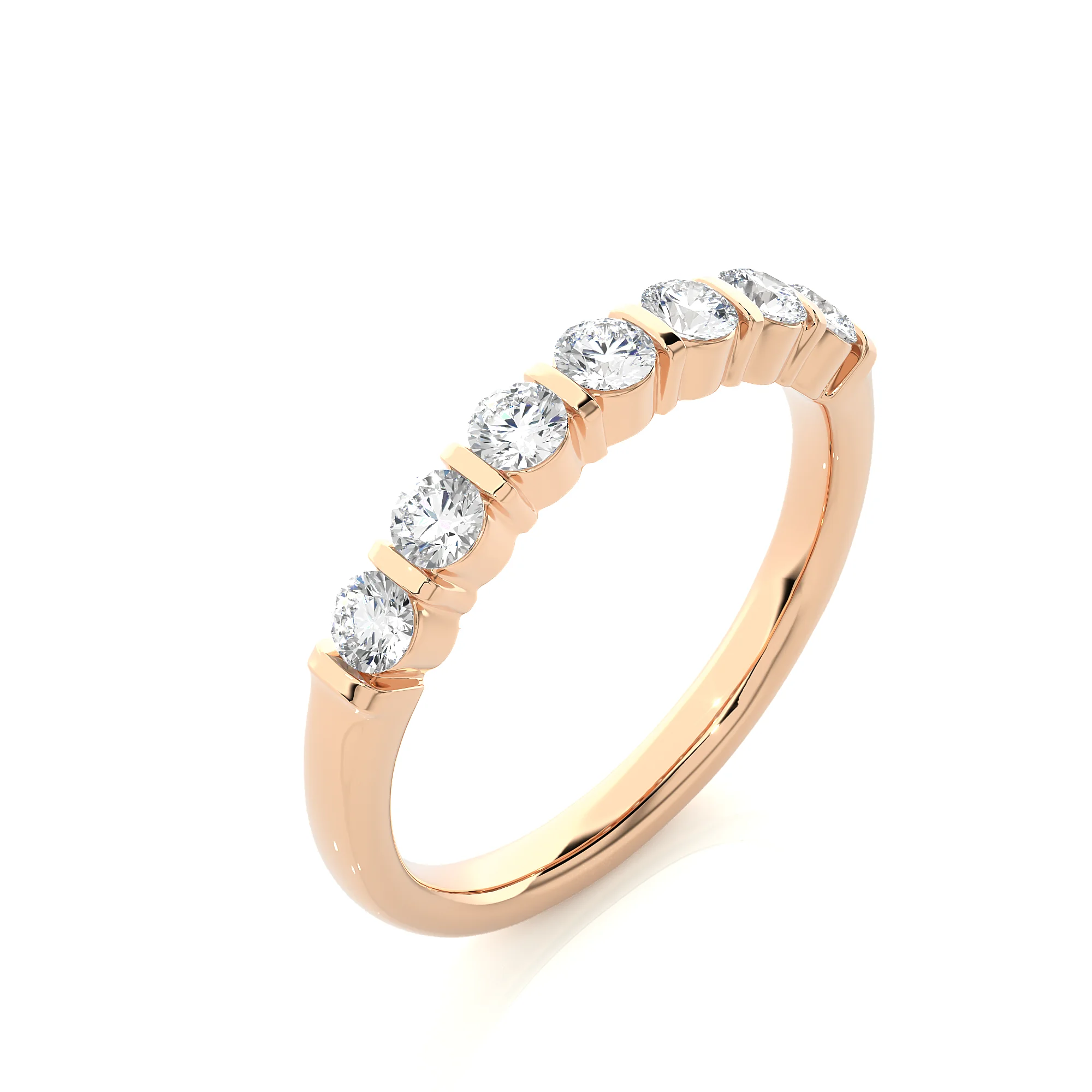 Luxurious Fine Jewelry Solid 14k Yellow Gold Half Eternity Band Ring Natural Brilliant Cut White Diamond IGI Certified Classic