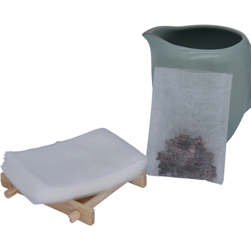 Eco-Friendly 50x70mm PLA Compostable Corn Fiber Printing Biodegradable Heat-Sealed Coffee Strainer Teabag Packaging Sustainable