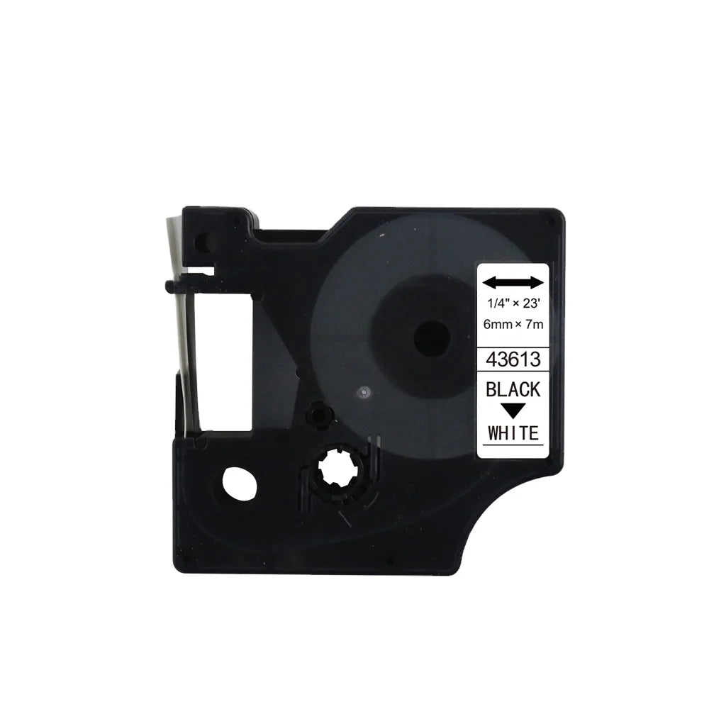 Tatrix 6mm Black on White Compatible Label Tape Cartridge 43613 for DYMO LabelManager PNP/150/160/210D/280/350/420P/450/450D/500