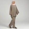 Wholesale Lightweight Elegant Casual Drop-shoulders Top+Pants Set for Summer Autumn Spring Plus Size Traditional Muslim Clothing