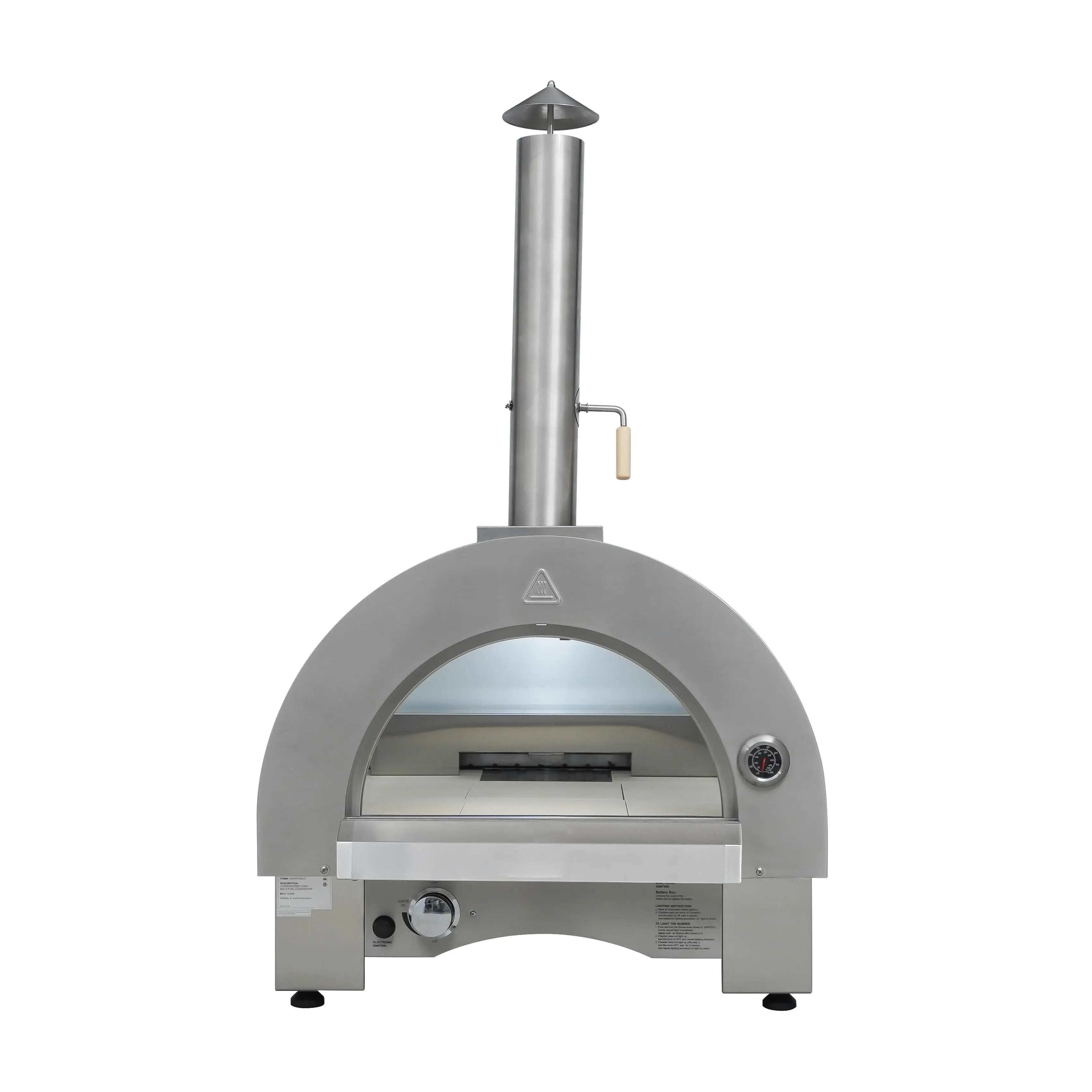 Professional Premium Gas & Wood Pizza Oven with 0.48mÂ² Cooking Area Adjustable Metal Feet