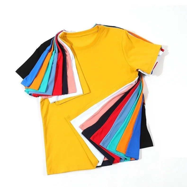 China Bangladesh Factory Price OEM Customized Logo Embroidery 190g Mercerized Cotton Kids Children Advertising Solid T Shirt