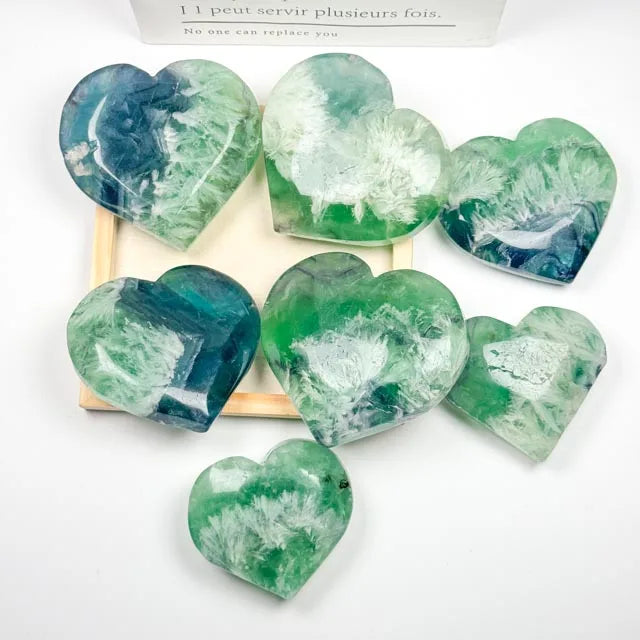 Wholesale Snowflake Fluorite Flat Palm Stones Worry Natural Healing Stones Pendant for Home Decoration Gifts