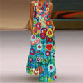 2025 New Summer Women's Sleeveless Floor-Length Dress V-Neck Printed Floral European American Cross-Border Trade Clothing