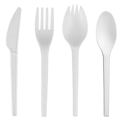 Disposable and Compostable Fork Customized Biodegradable CPLA Cutlery  for Restaurants and Home