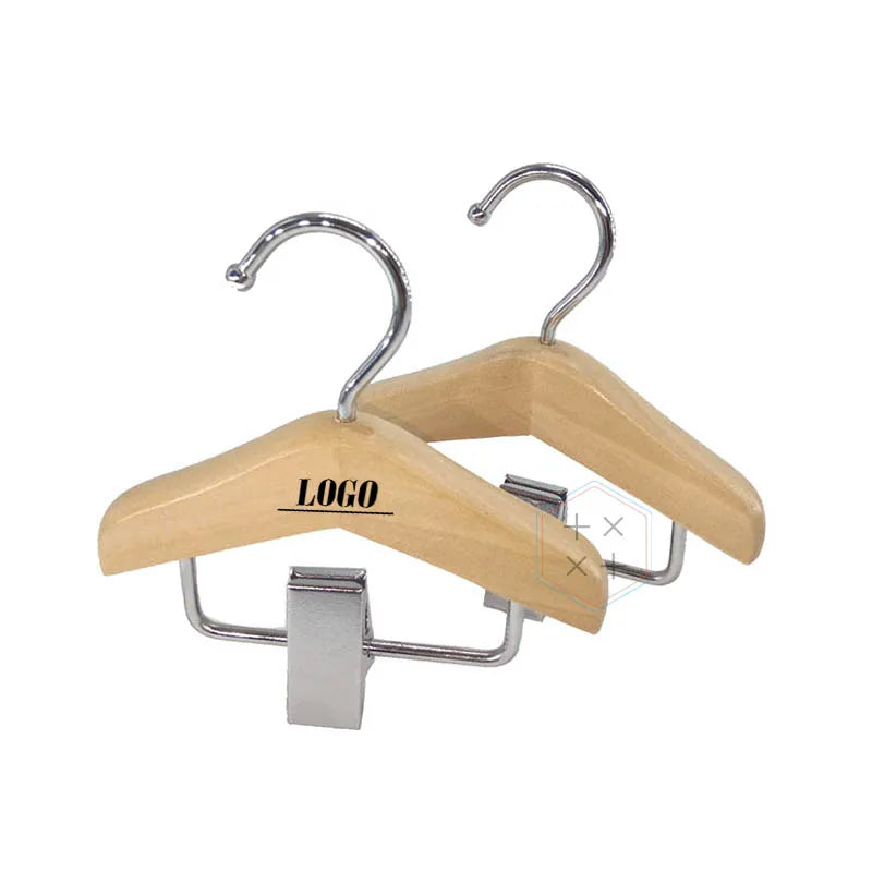 10 cm Mini Display Custom logo Wood Clip Wig Hair Extension Hanger