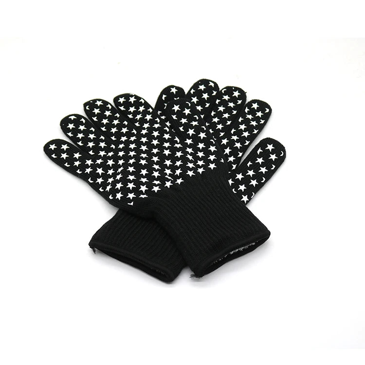 Grill Gloves BBQ Grilling Mitts Non-Slip Oven Use Gloves Outdoor Barbecue Silicone Gloves for Microwave Cooking Baking Use