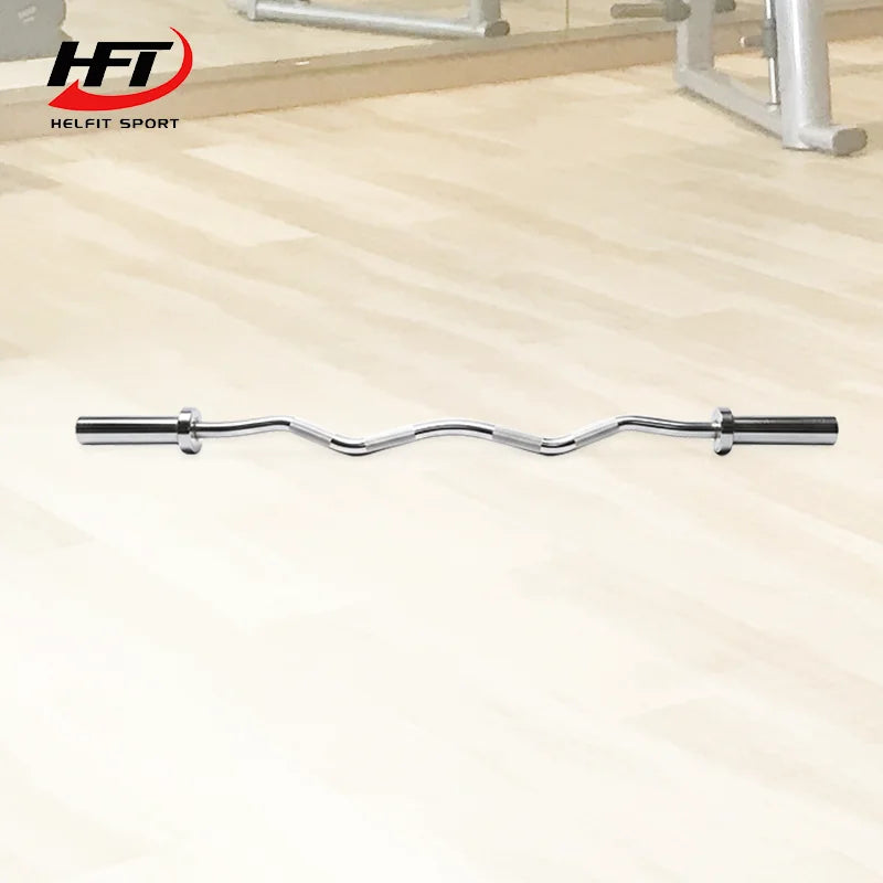 Fitness 1.2m Chrome Silver Workouts Curl Barbell EZ Bar
