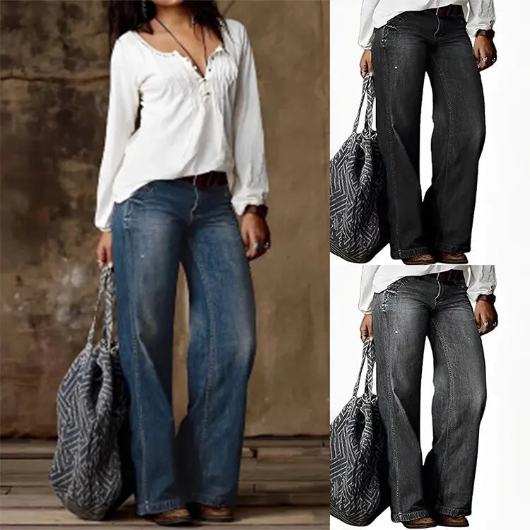 2026 Cross-Border Original European & American Vintage Casual Straight Wide-Leg Women's Hot-Selling Jeans
