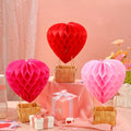 Heart Hot Air Balloon Table Honeycomb Centerpieces Decoration Set with Basket Valentine's Day Table Centerpieces Decorations
