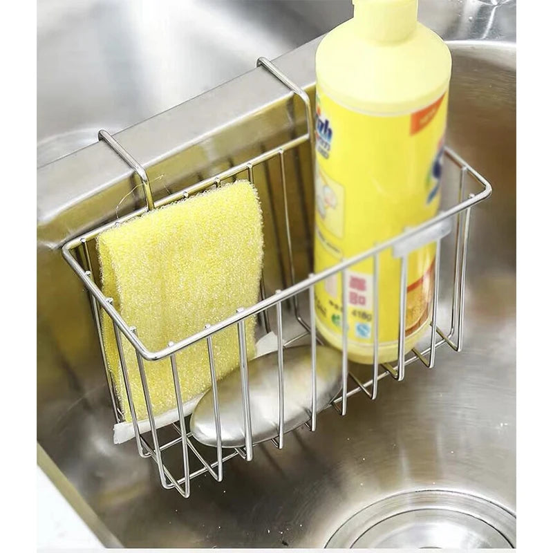 New Organizer Sink Rails Free Use Metal Mesh Shelves Shelf Towel Hanger Utensil Kitchen Hooks