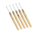 Wooden Hair Extensions Crochet Needle Threader Wire Pulling Hook Tool for silicone microlink beads and feathers Set of 5
