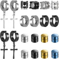Wholesale Clip-On Earrings 10-Pair Set Trendy Stainless Steel No-Piercing Zircon Ear Clips Magnetic Earrings Luxury Ear Cuffs