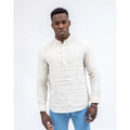 Imperio Shop Washed Breathable Linen Fabric Soft Feel Men's Beige Casual S Mandarin Collar Shirt