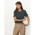 2025 Summer New Style Women's European American Fashion Casual Home Commuting Versatile Crew Neck Short-Sleeved Knitted