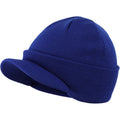Bright Royal Unisex Winter Beanie Hat with Brim Warm Double Knit Cuff Breathable Custom Outdoor Nylon Fashion OEM
