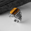 Wholesale Azuris VALKH1122 925 Sterling Silver Ottoman Style Men's Ring Naturel Stone Agate Handmade in Turkey