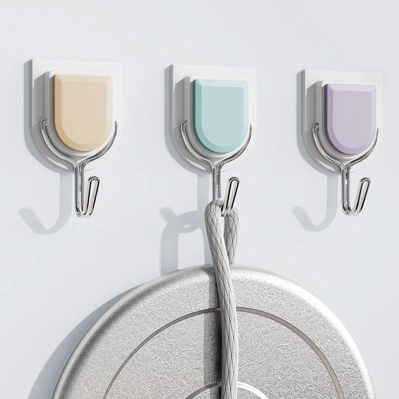 Creative Cute Sticky Hook Kitchen Bathroom Simple Household Plastic Sticky Hook Wall Hanging Punch-free Strong Hook