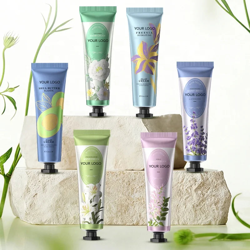 Custom Logo Freesia Hand Cream 30g Portable Moisturizing & Whitening Lotion for Dry Hands Private Label OEM Skin Care Product