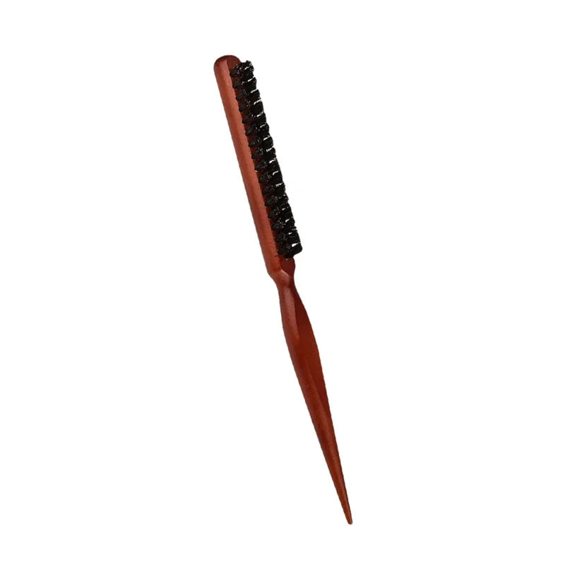 Dual-Sided Boar Bristle Hair Styling Comb-Wood Handle Barber Brush for Children Salon Quality Home Use Vent Design