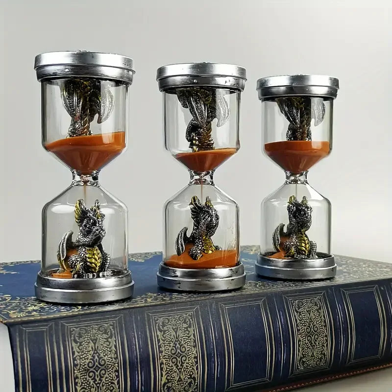 Creative Home Office Table Decor Collectible Figurine Hourglass With Little Dragon Figurine Resin Dragon Sand Timer Statue
